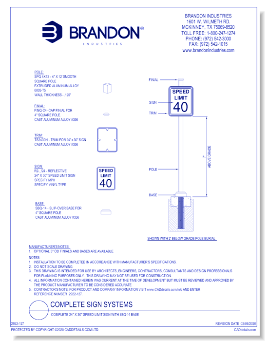 Complete 24" x 30" Speed Limit Sign with SBQ-14 Base