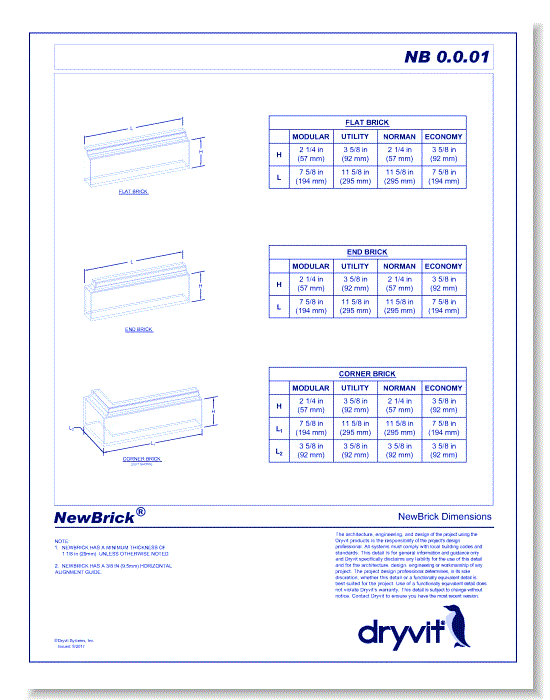 NewBrick® System: NewBrick Shapes and Dimensions 1