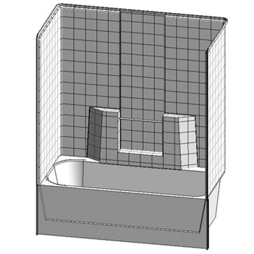 2603CTW: 60" Gelcoat Everyday tub-shower, textured tile, LH or RH drain