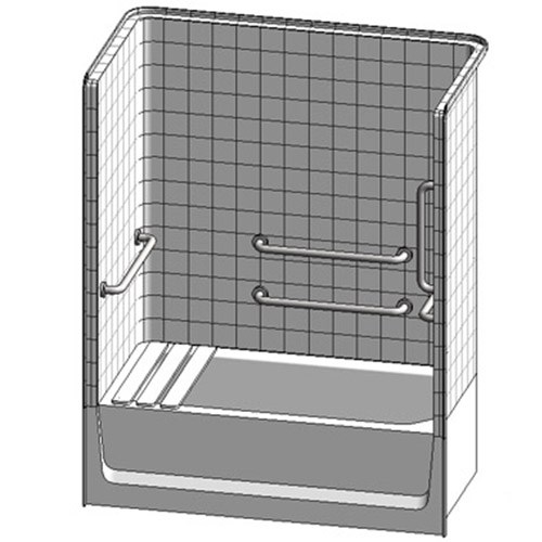 2603CTH: Gelcoat tub-shower, smooth tile, LH or RH drain (ADA, ANSI, TAS, FHA)