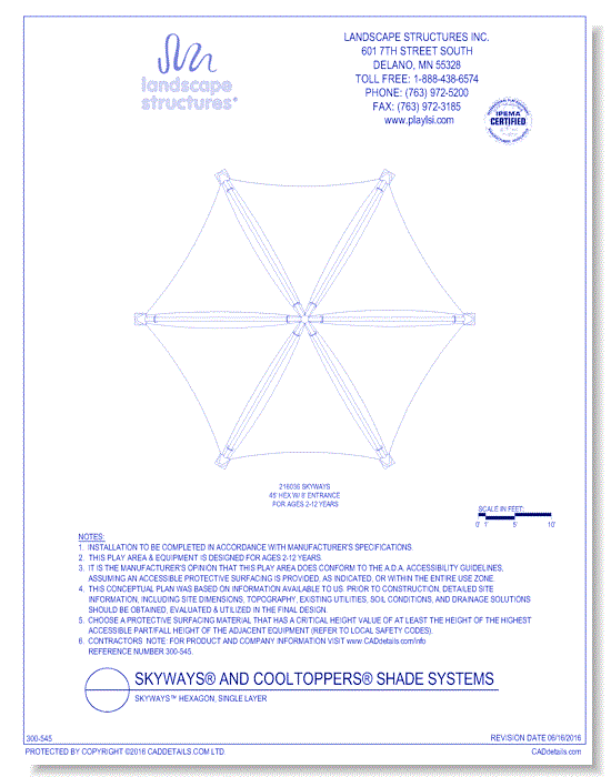 SkyWays® Hexagon, Single Layer 45' Diameter