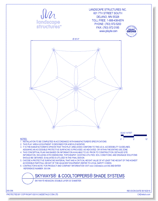 SkyWays® Hexagon, Double Layer 35' Diameter