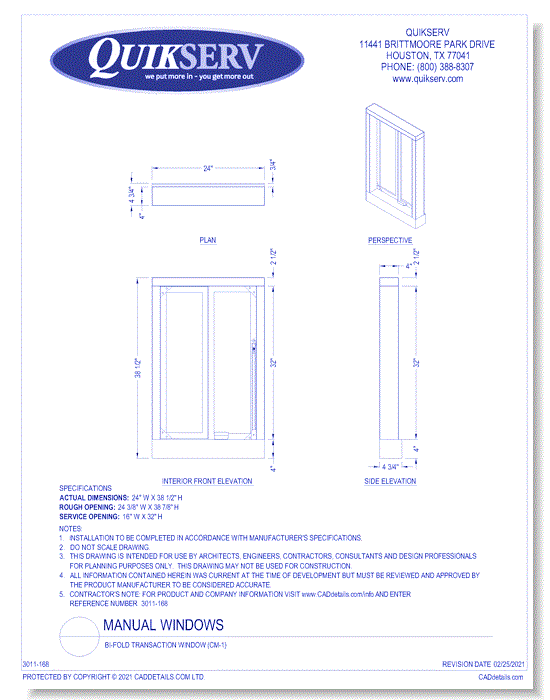 Bi-Fold Transaction Window (CM-1)