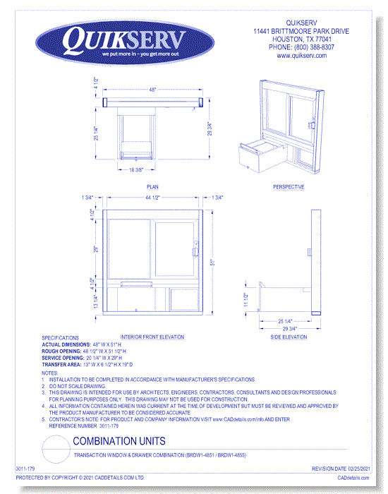 Transaction Window & Drawer Combination (BRDW1-4851 / BRDW1-4855)