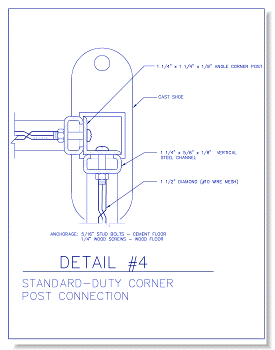 Standard-Duty Wire Mesh Partition - Corner Post Connection