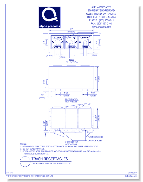 TR4 Trash Receptacle / Recycling Station