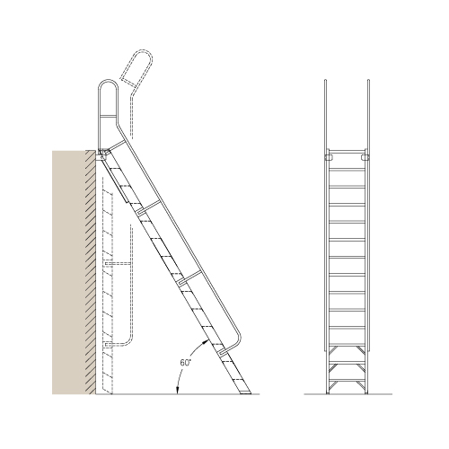 CAD Drawings Alaco Ladder Co. Mezzanine Access: MP60 – 60° Folding Ladder