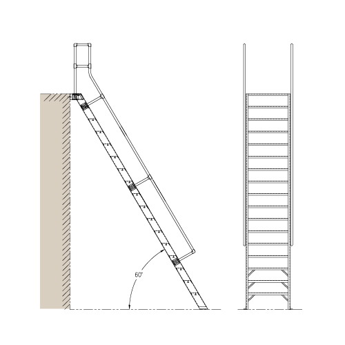 CAD Drawings Alaco Ladder Co. Mezzanine Access: M1000 – 60° Ships Ladder