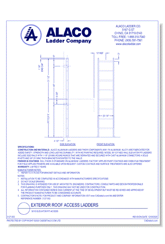 Exterior Roof Access Ladder: 561E Elevator Pit Access