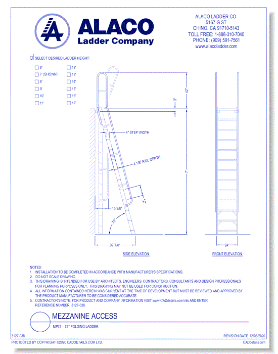 Mezzanine Access: MP75 – 75° Folding Ladder