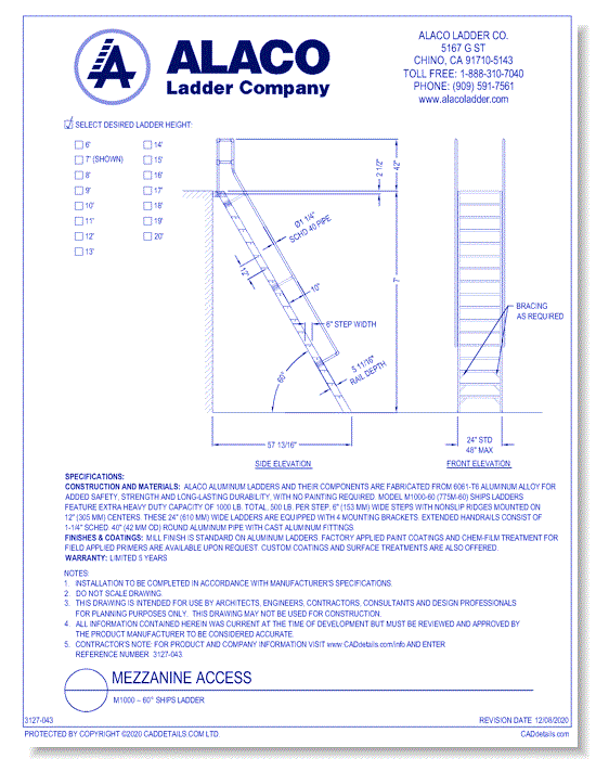 Mezzanine Access: M1000 – 60° Ships Ladder