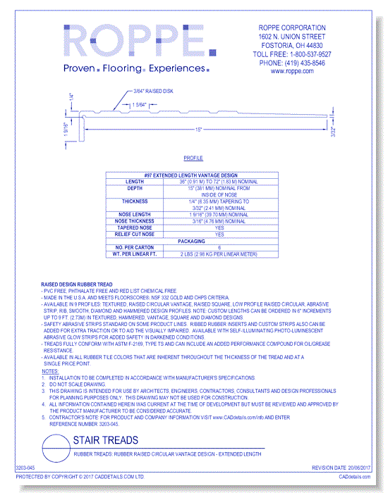 Rubber Treads: Rubber Raised Circular Vantage Design - Extended Length
