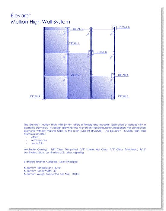 High Wall Glass Partition Systems: Elevare™ Mullion - Architects Package