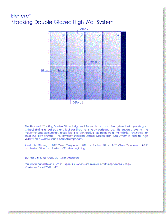 High Wall Glass Partition Systems: Elevare™ Stacking Double Glazed - Architects Package
