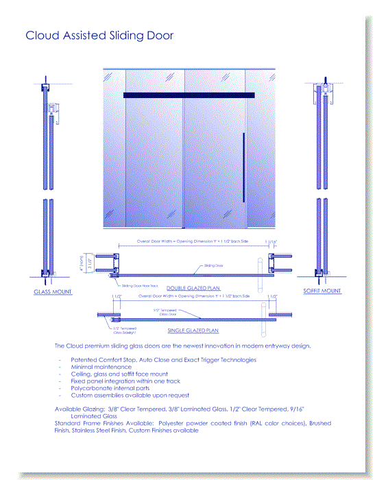 Assisted Close Premium Sliding Glass Door: Cloud™ - Architects Package