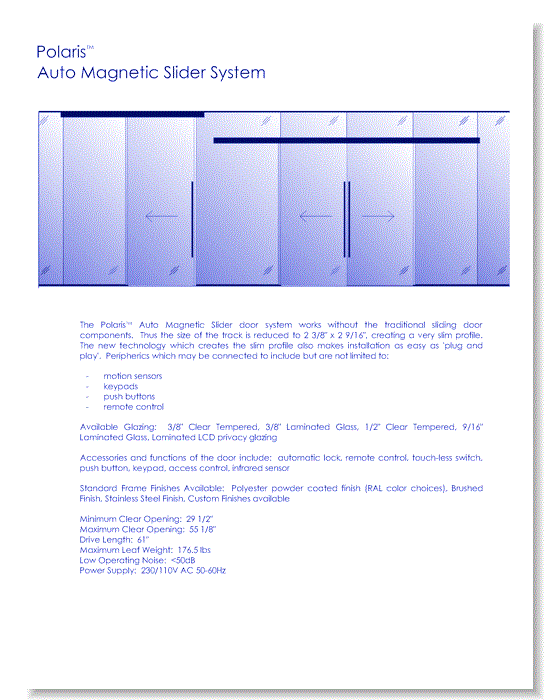 Auto Magnetic Slider: Polaris™ - Architects Package