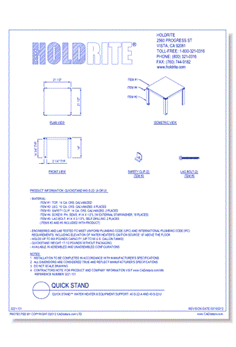 Holdrite 40-S-30-U Water Heater Stand, 30