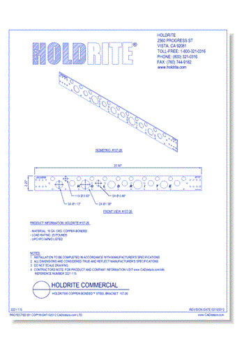 HOLDRITE® Copper-Bonded™ Steel Bracket: 107-26