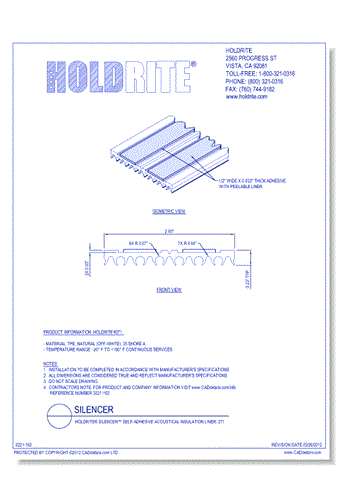 HOLDRITE® Silencer™ Self-Adhesive Acoustical Insulation Liner: 271