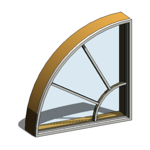 CAD Drawings BIM Models Ply Gem Mira Premium Series: Aluminum Clad Wood Window Quarter Circle