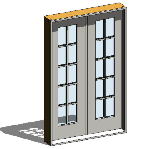 CAD Drawings BIM Models Ply Gem Mira Premium Series: Aluminum Clad Wood Patio Door French Hinged 2-Panel Inswing