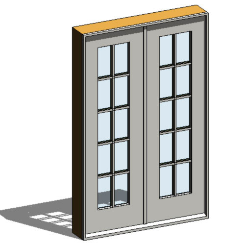 CAD Drawings BIM Models Ply Gem Mira Premium Series: Aluminum Clad Wood Patio Door French Hinged 2-Panel Outswing