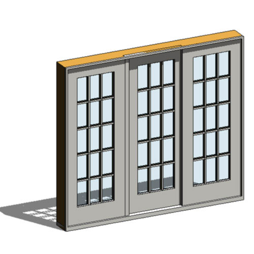 CAD Drawings BIM Models Ply Gem Mira Premium Series: Aluminum Clad Wood Patio Door Sliding 3-Panel