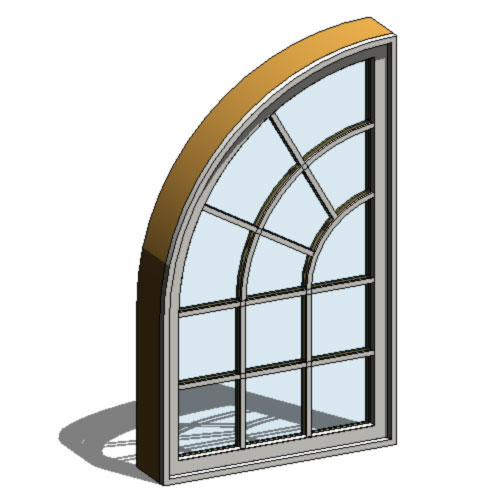 CAD Drawings BIM Models Ply Gem Mira Premium Series: Aluminum Clad Wood Window Ext Quarter Circle Round