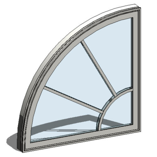 CAD Drawings BIM Models Ply Gem 1500 Series: Vinyl Windows Single Hung - Quarter Circle - Modular