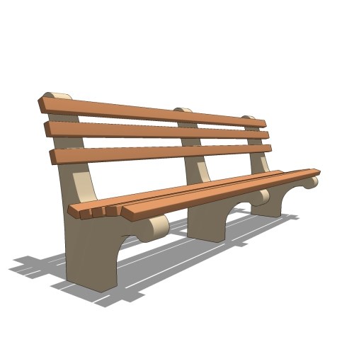 Concrete and Wood Bench, Slab Style Installation ( 3238 )