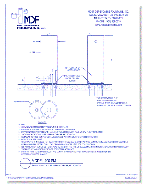 1.13)** 400 SM** w/ 1010 Inch SS Surface Carrier, PF