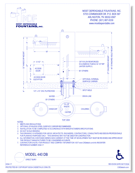 1.7)** 493 SM** Pedestal surface mount fountain with one bowl on an ADA arm, one bowl on top on the main pedestal and an additional arm lower than the ADA arm for small children. Both the high and the low meet ADA.* (Shown with optional with optional Stainless Steel Carrier-recommended)*