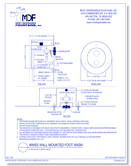 10.29)** WMSS** Wall Mounted Foot Wash