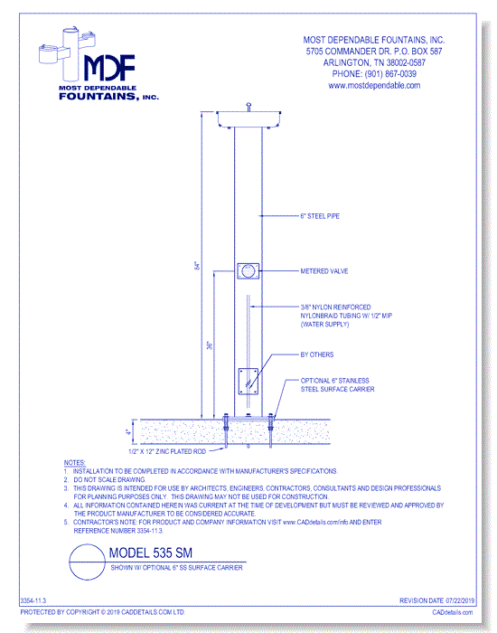 11.3)** 535 SM** Pedestal surface mount **Mister** features: 8 misting heads at 360 Degrees.* (Shown with optional Stainless Steel Surface Carrier-recommended)*