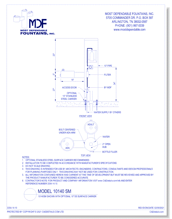 14.10) **10140 SM** Shown with Optional 10" SS Surface Carrier