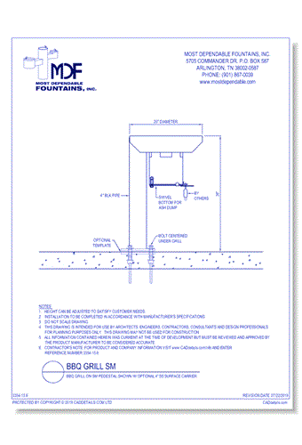 15.6)** BBQ Grill SM** Pedestal surface mount w/ Optional 4" SS Surface Carrier