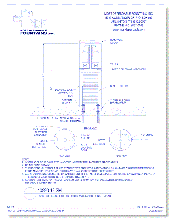 **10990-18 SM** w/ Bottle Fillers, Filtered Chilled Water and Optional Template