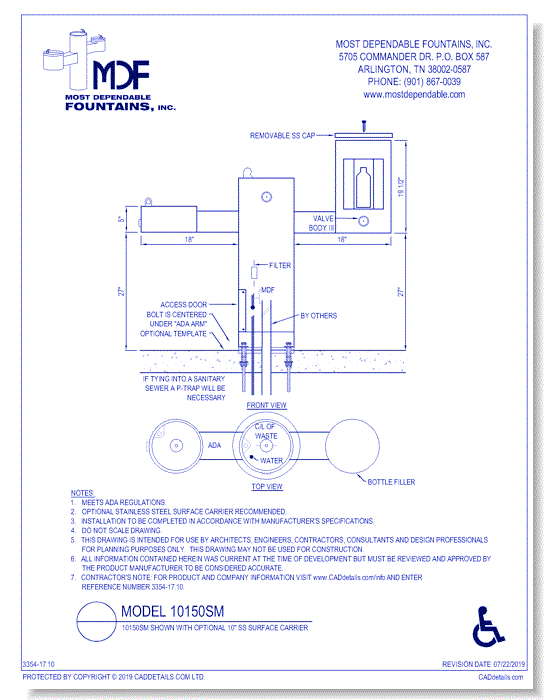17.10) **10150SM** Shown with Optional 10" SS Surface Carrier