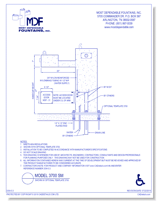 ** 3700 SM** Aggregate Pedestal surface mount fountain with one bowl on an ADA armand one bowl on top of the main pedestal. Both the high and the low meet ADA.* (Shown with optional 3700 Stainless Steel Carrier-recommended)*