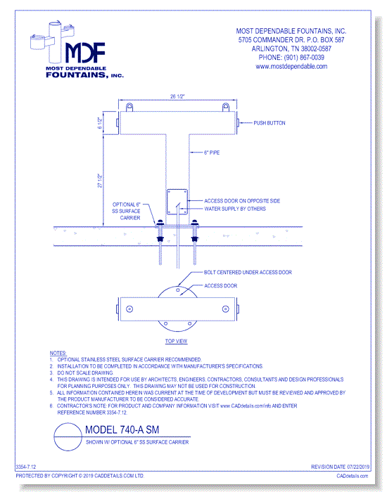 7.9)** 740-A SM** w/ Optional 6 Inch SS Surface Carrier