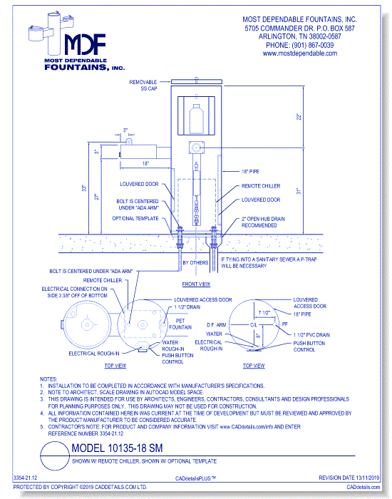 **10135-18 SM** with Remote Chiller, Shown with Optional Template
