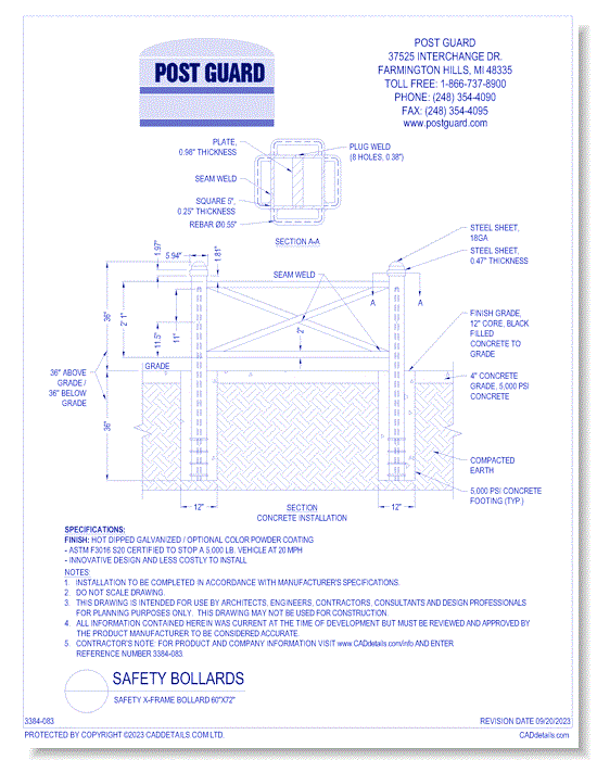 Safety X-Frame Bollard: 60"x72"