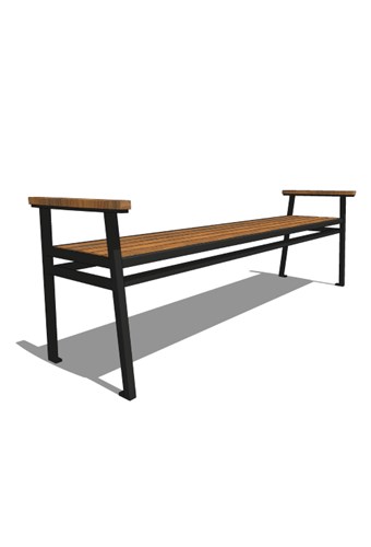 Model STE-23-W: Stell Backless Bench, Wood Slats - 6ft 