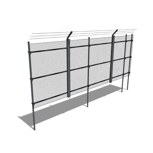 Chameleon System: 7'H x 8'W, 2 Rail Series with 3 Strand 45° Barb