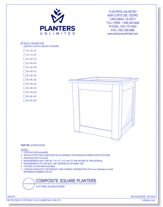 Flat Panel Composite Square Planter