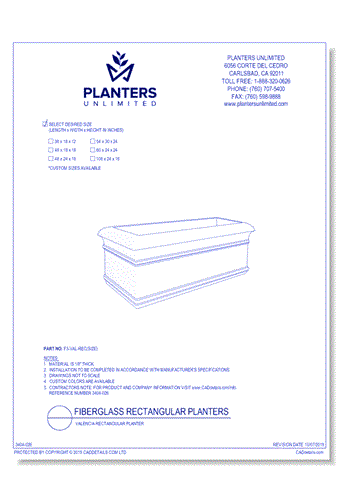 Valencia Fiberglass Rectangular Planters