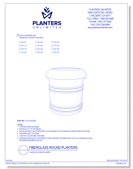 Valencia Fiberglass Round Planters