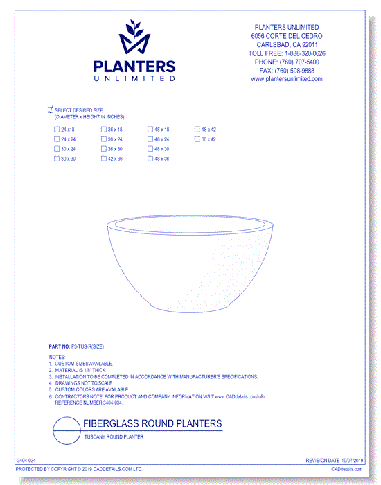 Tuscany Fiberglass Round Planters
