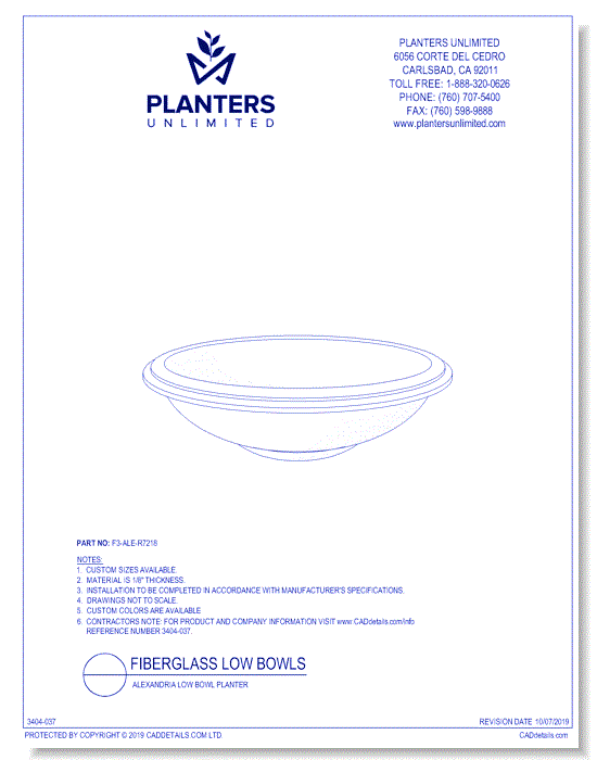 Alexandria Fiberglass Low Bowl Planter