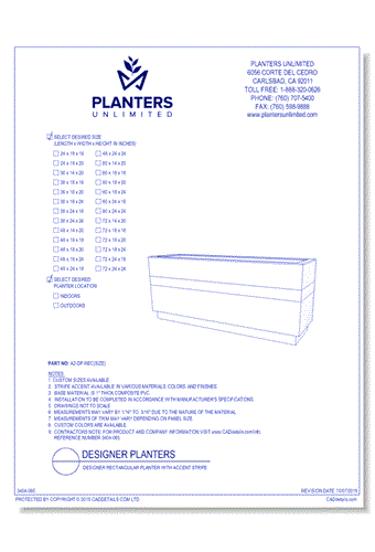 Designer Rectangular Planter With Accent Stripe